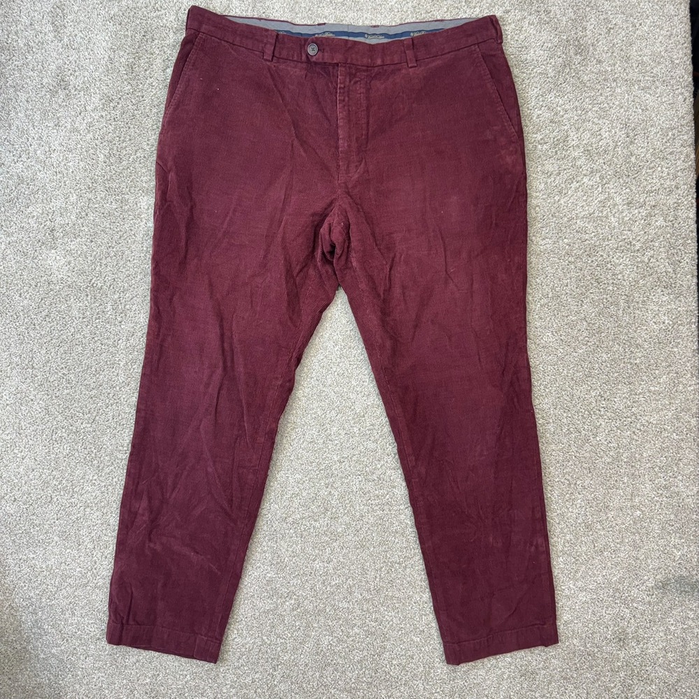 Brooks Brothers Corduroy Pants Mens 42x32 Burgundy Milano Slim Fit Straight Leg